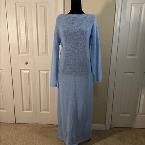 Elegant Blue Knit Maxi Dress